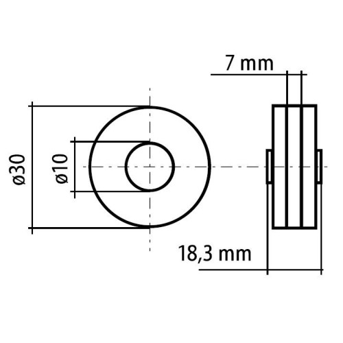 Rolka podajnika MIG 1,0-1,2U ALU 10/30/18,3 mm / FIXWELD - rolka_d_1.0_1.2_u - FIXWELD - 1 2