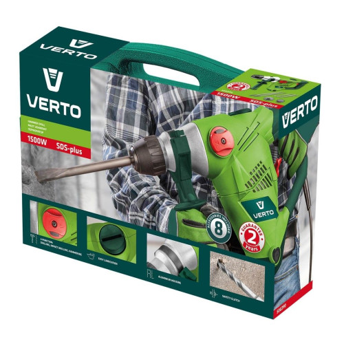 Młot udarowy Verto SDS + 1500 W w walizce - 50G390 - Graphite - 15