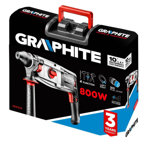 Młotowiertarka Graphite SDS+ 800 W w walizce - 58G529 - Graphite - 1 2