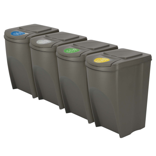 Kosze do segregacji śmieci Sortibox 4x35 l szare - zestaw - IKWB35S4-405U - Prosperplast - 1