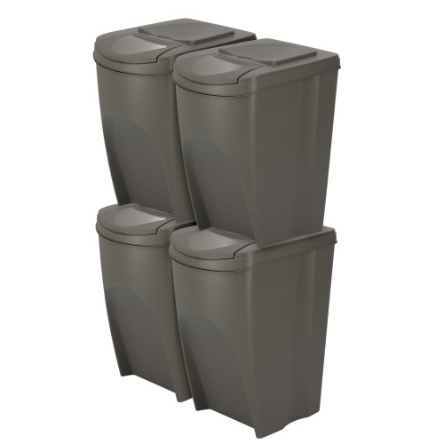 Kosze do segregacji śmieci Sortibox 4x35 l szare - zestaw - IKWB35S4-405U - Prosperplast - 1 2