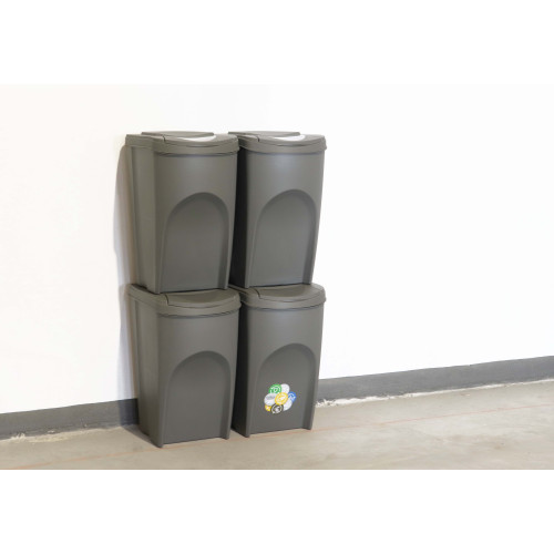 Kosze do segregacji śmieci Sortibox 4x35 l szare - zestaw - IKWB35S4-405U - Prosperplast - 5