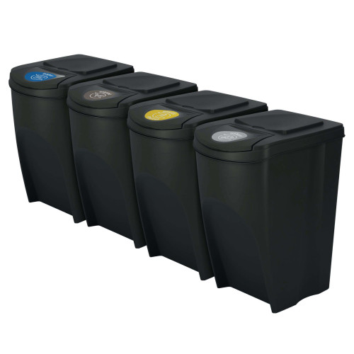Kosze do segregacji śmieci Sortibox 4x35 l antracytowe - zestaw - IKWB35S4-S433 - Prosperplast - 1