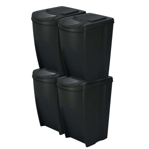 Kosze do segregacji śmieci Sortibox 4x35 l antracytowe - zestaw - IKWB35S4-S433 - Prosperplast - 1 2