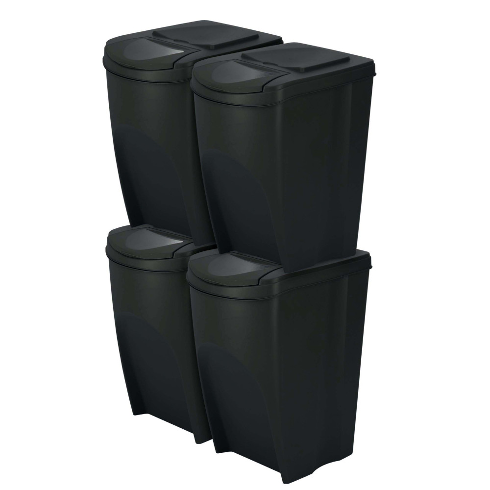 Kosze do segregacji śmieci Sortibox 4x35 l antracytowe - zestaw - IKWB35S4-S433 - Prosperplast - 2