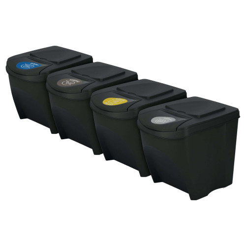 Kosze do segregacji śmieci Sortibox 4x25 l antracytowe - zestaw - IKWB25S4-S433 - Prosperplast - 1