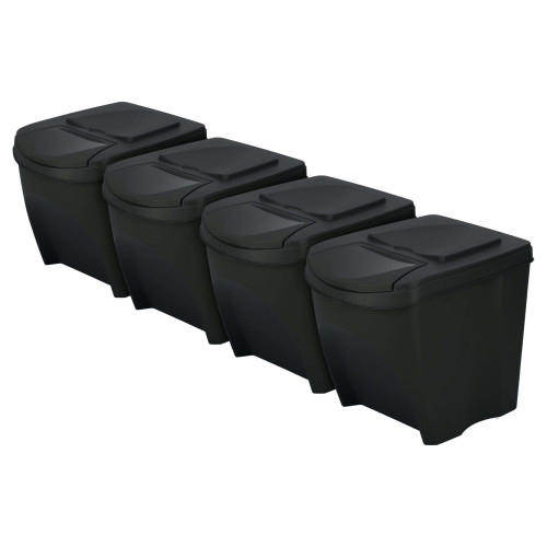 Kosze do segregacji śmieci Sortibox 4x25 l antracytowe - zestaw - IKWB25S4-S433 - Prosperplast - 1 2