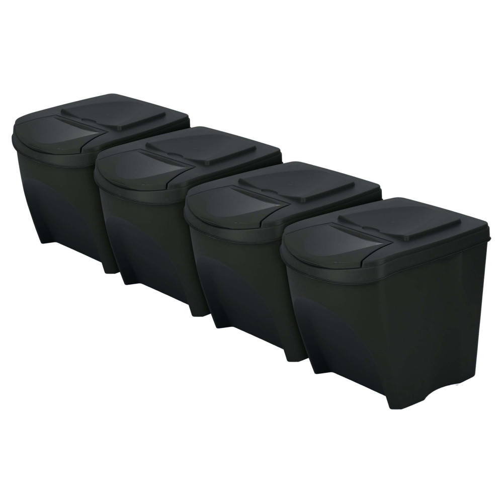 Kosze do segregacji śmieci Sortibox 4x25 l antracytowe - zestaw - IKWB25S4-S433 - Prosperplast - 2