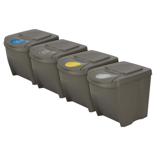 Kosze do segregacji śmieci Sortibox 4x25 l szare - zestaw - IKWB25S4-405U - Prosperplast - 1