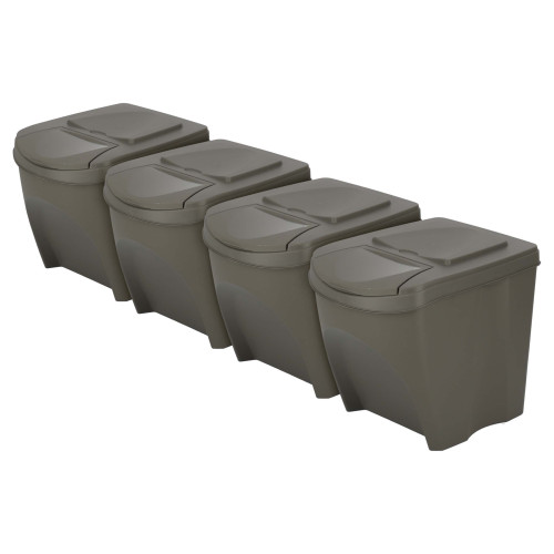 Kosze do segregacji śmieci Sortibox 4x25 l szare - zestaw - IKWB25S4-405U - Prosperplast - 1 2