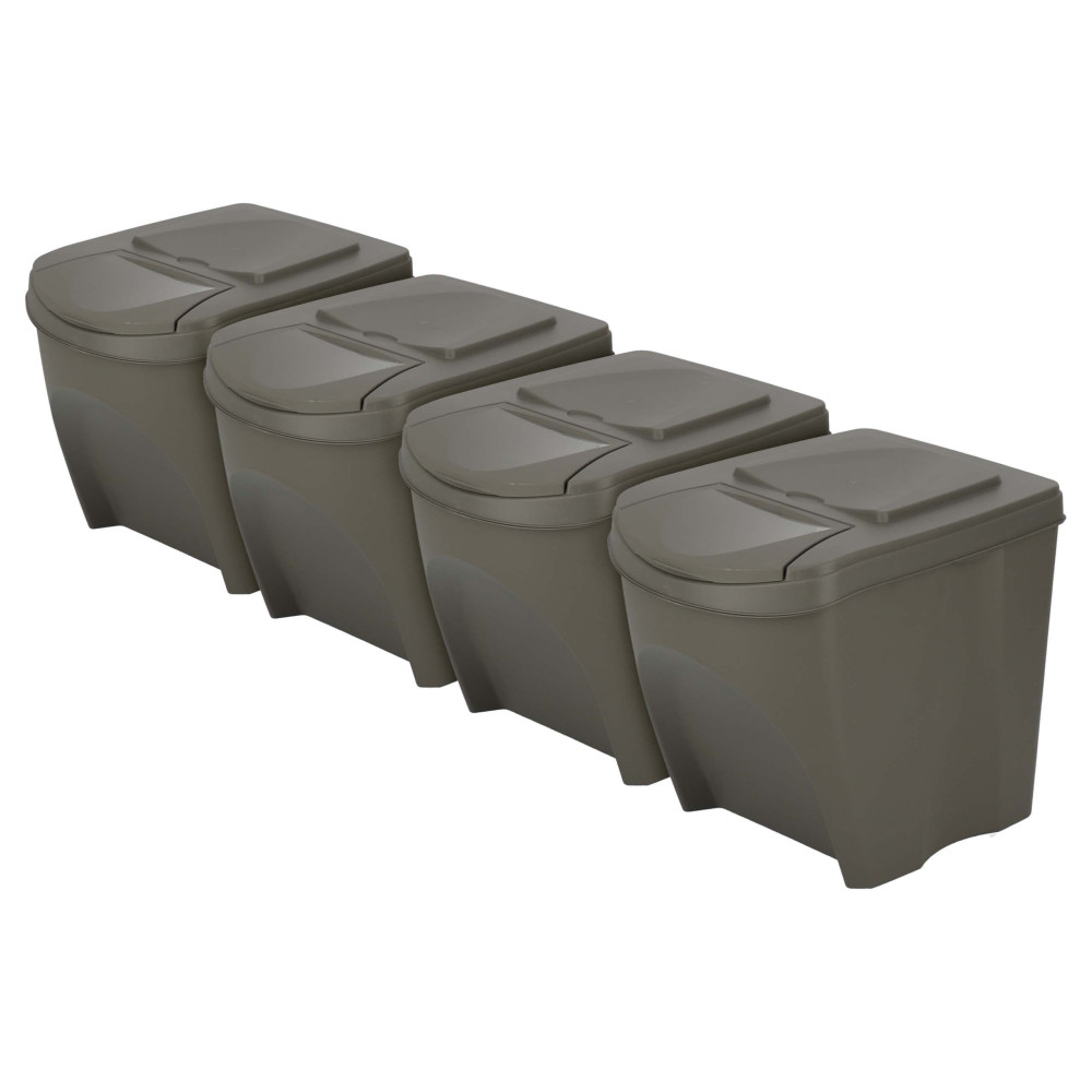 Kosze do segregacji śmieci Sortibox 4x25 l szare - zestaw - IKWB25S4-405U - Prosperplast - 2