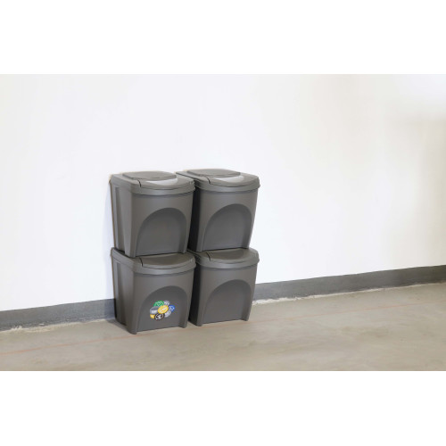 Kosze do segregacji śmieci Sortibox 4x25 l szare - zestaw - IKWB25S4-405U - Prosperplast - 3
