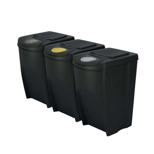 Kosze do segregacji śmieci Sortibox 3x35 l antracytowe - zestaw - IKWB35S3-S433 - Prosperplast - 1