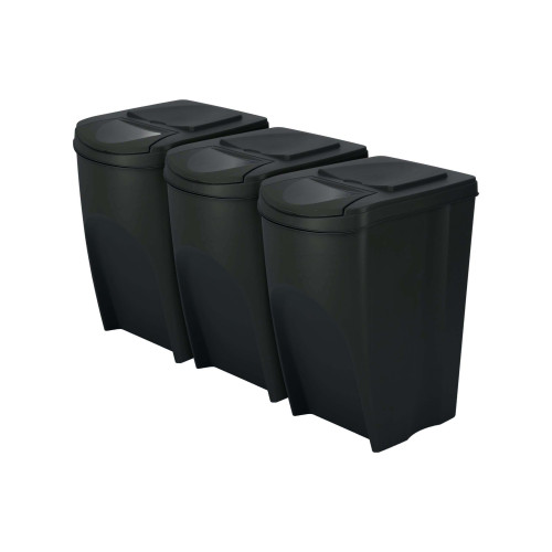 Kosze do segregacji śmieci Sortibox 3x35 l antracytowe - zestaw - IKWB35S3-S433 - Prosperplast - 1 2