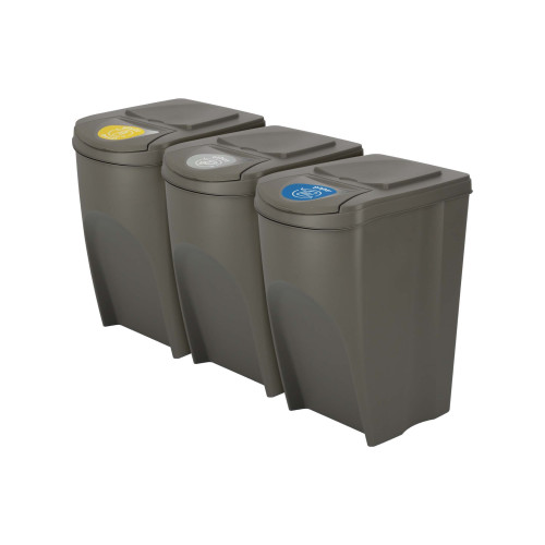 Kosze do segregacji śmieci Sortibox 3x35 l szare - zestaw - IKWB35S3-405U - Prosperplast - 1