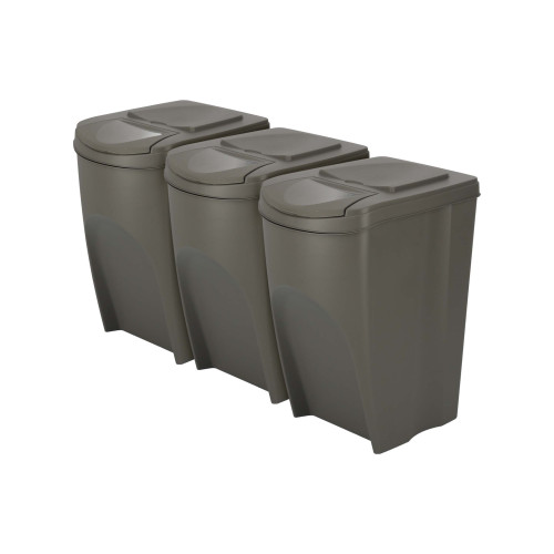 Kosze do segregacji śmieci Sortibox 3x35 l szare - zestaw - IKWB35S3-405U - Prosperplast - 1 2
