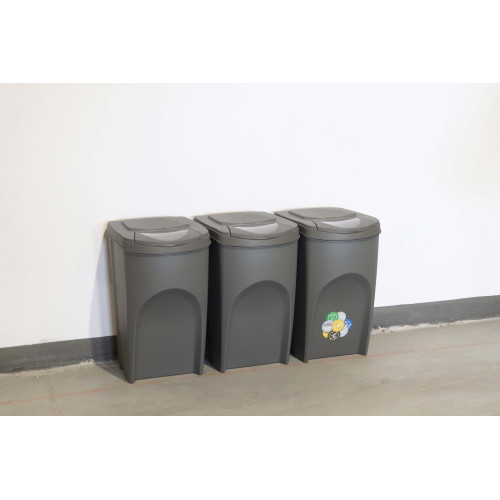 Kosze do segregacji śmieci Sortibox 3x35 l szare - zestaw - IKWB35S3-405U - Prosperplast - 3