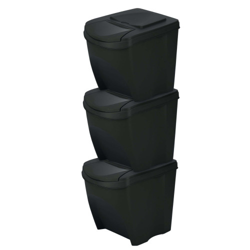 Kosze do segregacji śmieci Sortibox 3x25 l antracytowe - zestaw - IKWB25S3-S433 - Prosperplast - 1 2