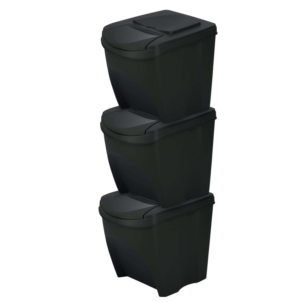 Kosze do segregacji śmieci Sortibox 3x25 l antracytowe - zestaw - IKWB25S3-S433 - Prosperplast - 2