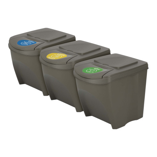 Kosze do segregacji śmieci Sortibox 3x25 l szare - zestaw - IKWB25S3-405U - Prosperplast - 1