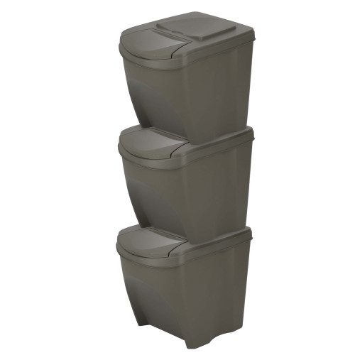 Kosze do segregacji śmieci Sortibox 3x25 l szare - zestaw - IKWB25S3-405U - Prosperplast - 1 2
