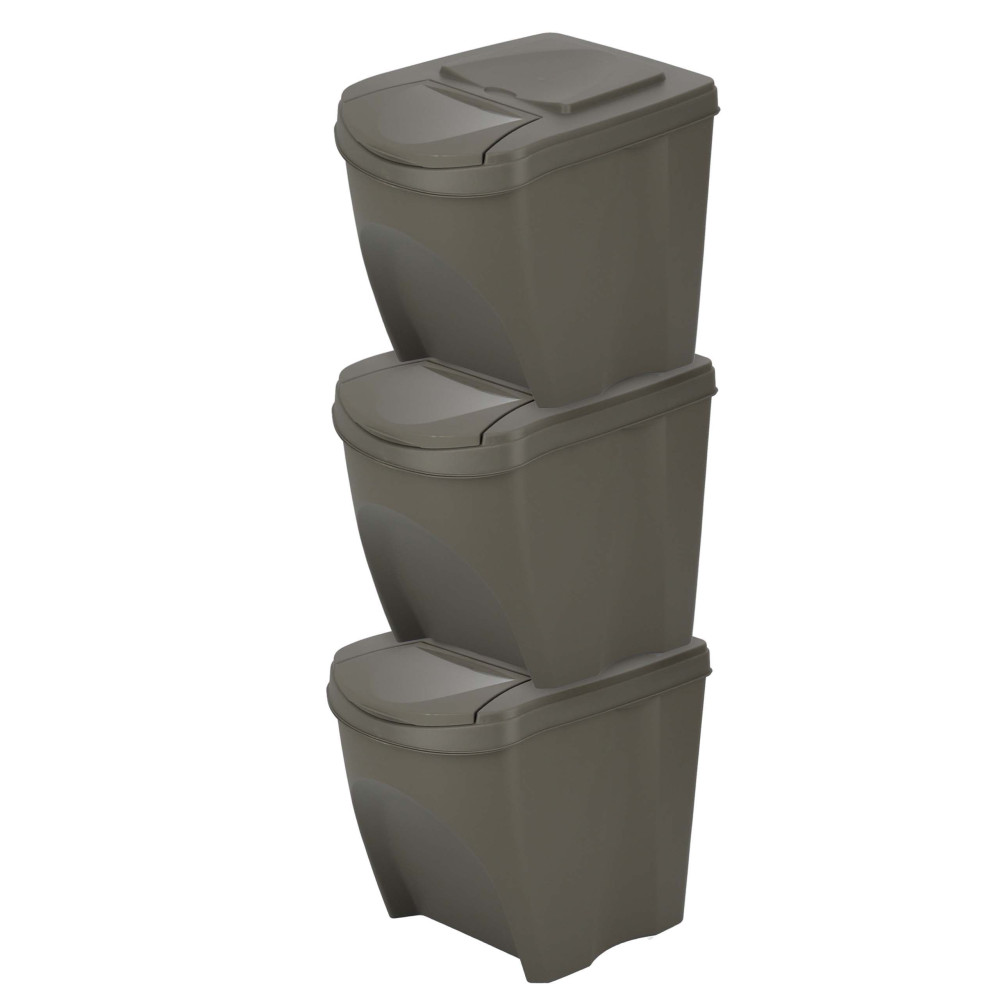 Kosze do segregacji śmieci Sortibox 3x25 l szare - zestaw - IKWB25S3-405U - Prosperplast - 2