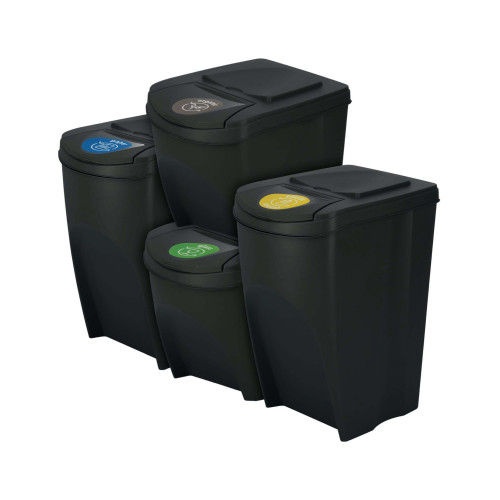 Kosze do segregacji śmieci Sortibox 2x25 l + 2x35 l antracytowe - zestaw - IKWBMS4-S433 - Prosperplast - 1