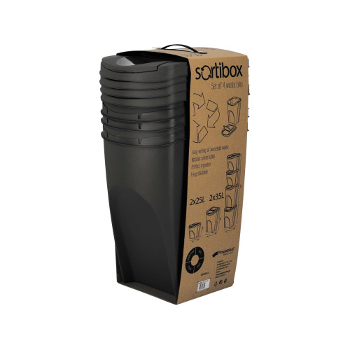 Kosze do segregacji śmieci Sortibox 2x25 l + 2x35 l antracytowe - zestaw - IKWBMS4-S433 - Prosperplast - 15