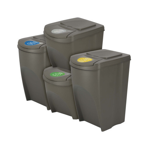 Kosze do segregacji śmieci Sortibox 2x25 l + 2x35 l szare - zestaw - IKWBMS4-405U - Prosperplast - 1