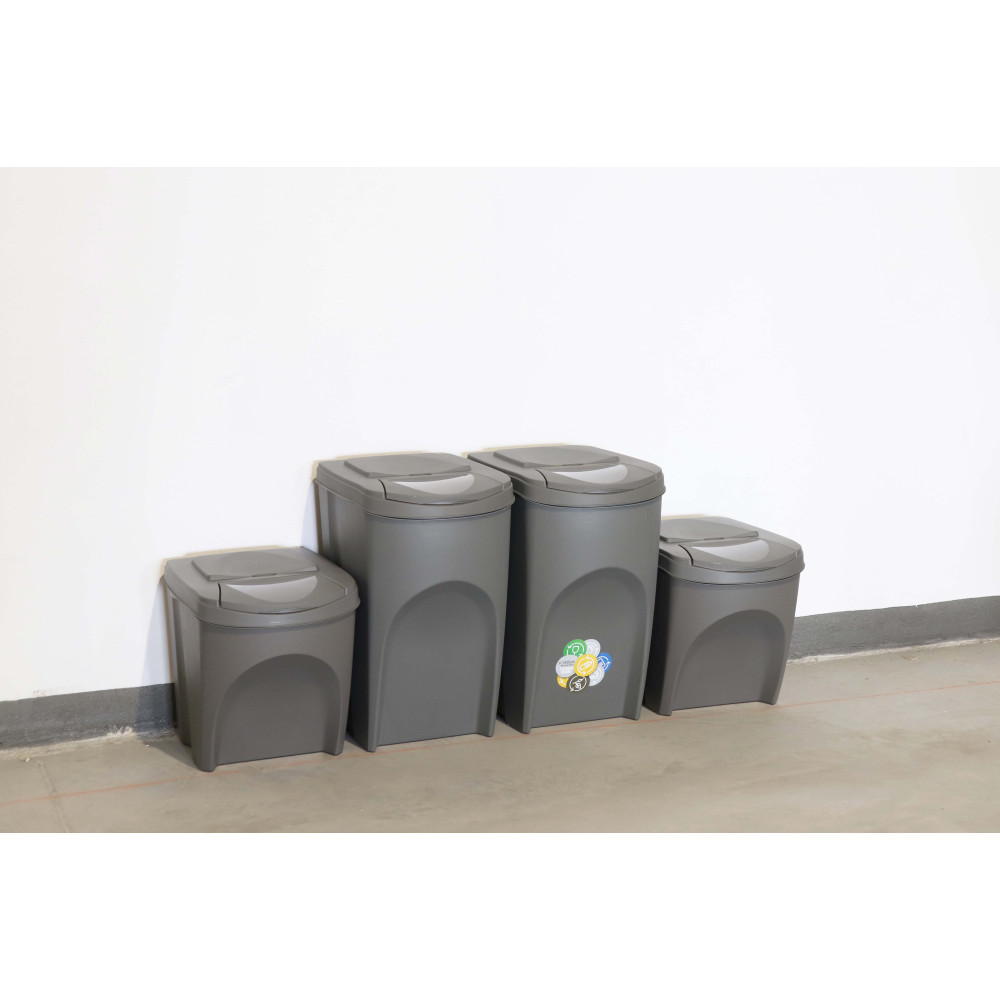 Kosze do segregacji śmieci Sortibox 2x25 l + 2x35 l szare - zestaw - IKWBMS4-405U - Prosperplast - 3