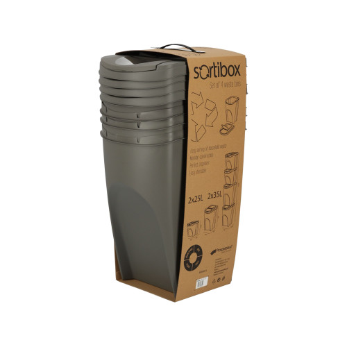 Kosze do segregacji śmieci Sortibox 2x25 l + 2x35 l szare - zestaw - IKWBMS4-405U - Prosperplast - 15