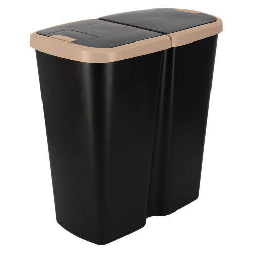 Kosz na śmieci Keden Compacta Q DUO 45 l czarny / jasny brąz - NDAB45-WG5C/S411 - Keden - 1