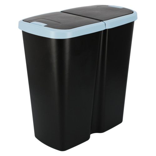 Kosz na śmieci Keden Compacta Q DUO 45 l czarny / jasny niebieski - NDAB45-2717C/S411 - Keden - 1