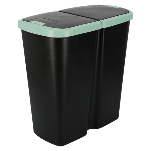 Kosz na śmieci Keden Compacta Q DUO 45 l czarny / jasny zielony - NDAB45-5575C/S411 - Keden - 1