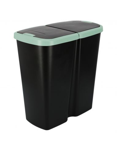 Kosz na śmieci Keden Compacta Q DUO 45 l czarny / jasny zielony - NDAB45-5575C/S411 - Keden - 1