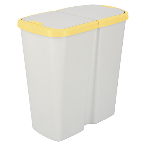 Kosz na śmieci Keden Compacta Q DUO 45 l popielaty / jasny żółty - NDAB45-1215C/427C - Keden - 1
