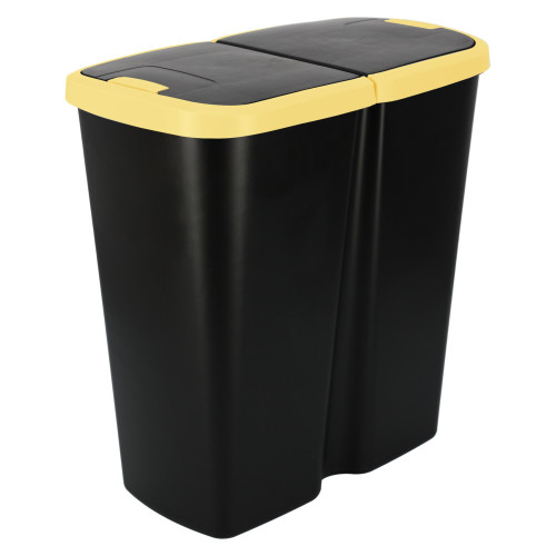 Kosz na śmieci Keden Compacta Q DUO 45 l czarny / jasny żółty - NDAB45-1215C/S411 - Keden - 1
