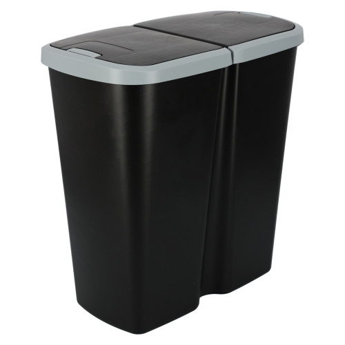 Kosz na śmieci Keden Compacta Q DUO 45 l czarny / smooth gray - NDAB45-429U/S411 - Keden - 1