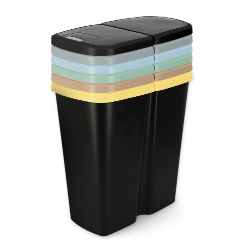Kosz na śmieci Keden Compacta Q DUO 45 l czarny / smooth gray - NDAB45-429U/S411 - Keden - 1 2