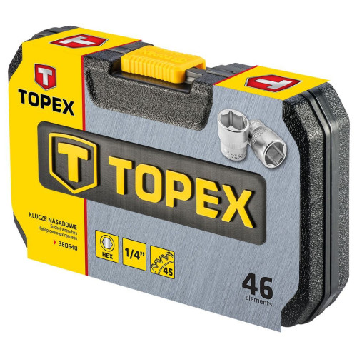 Zestaw kluczy nasadowych 1/4" 46 el. Topex - 38D640 - Topex - 1 2