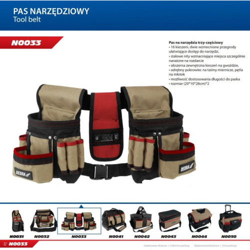 Pas narzędziowy trzyczęściowy Dedra - N0033 - Dedra - 5