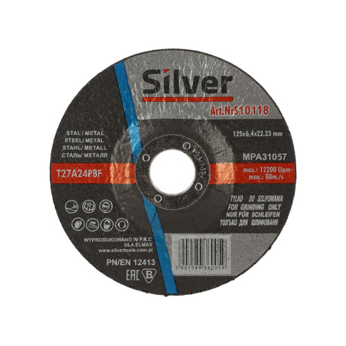 Zestaw 10x tarcza do szlifowania Silver 125 x 6,4 x 22 - S10118_px10 - Silver - 4