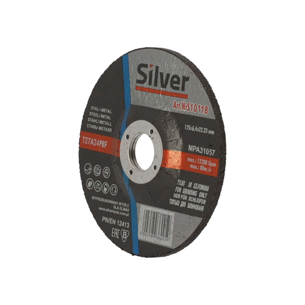 Zestaw 10x tarcza do szlifowania Silver 125 x 6,4 x 22 - S10118_px10 - Silver - 6