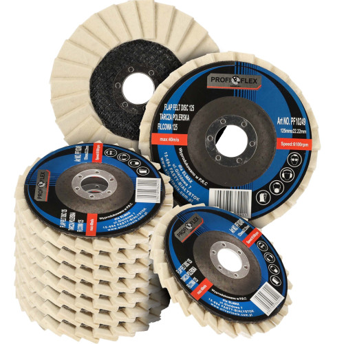 Zestaw 10x tarcza lamelka polerska filcowa Profi-Flex 125 x 22 - PF10249_px10 - Profi-Flex - 1