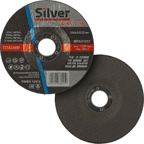 Zestaw 25x tarcza do szlifowania Silver 125 x 6,4 x 22 - S10118_px25 - Silver - 1 2