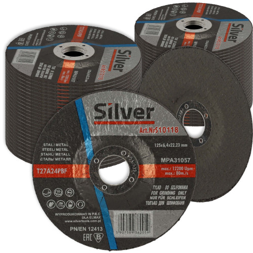Zestaw 50x tarcza do szlifowania Silver 125 x 6,4 x 22 - S10118_px50 - Silver - 1