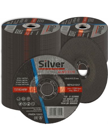 Zestaw 100x tarcza do szlifowania Silver 125 x 6,4 x 22 - S10118_px100 - Silver - 1