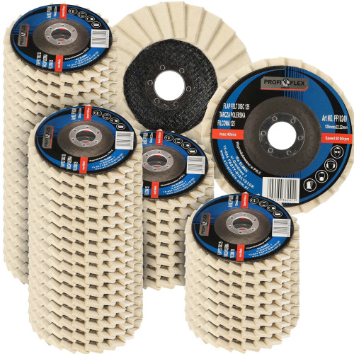 Zestaw 100x tarcza lamelka polerska filcowa Profi-Flex 125 x 22 - PF10249_px100 - Profi-Flex - 1