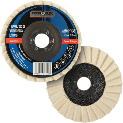 Zestaw 100x tarcza lamelka polerska filcowa Profi-Flex 125 x 22 - PF10249_px100 - Profi-Flex - 1 2