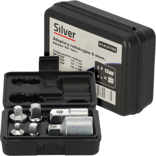 Adaptery redukcyjne do kluczy nasadowych 6 el. Silver - S11032 - Silver - 1